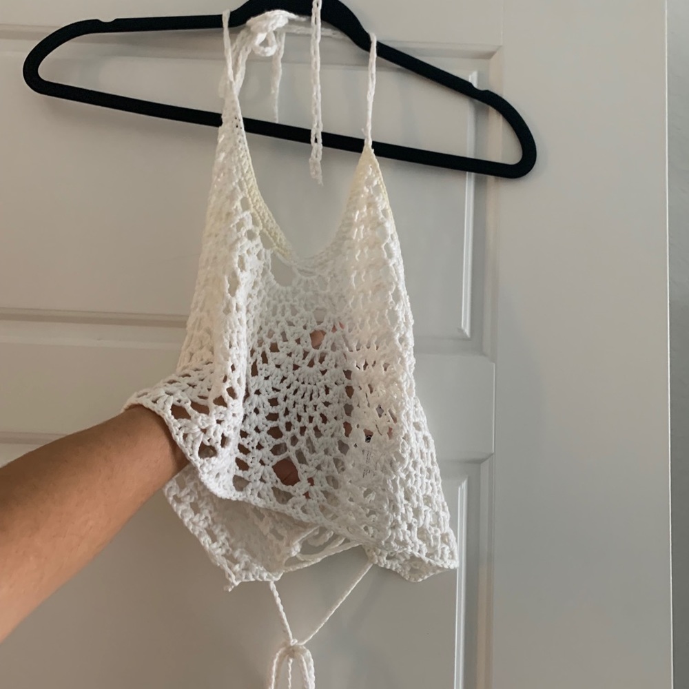 Tiger Mist White Crochet Top